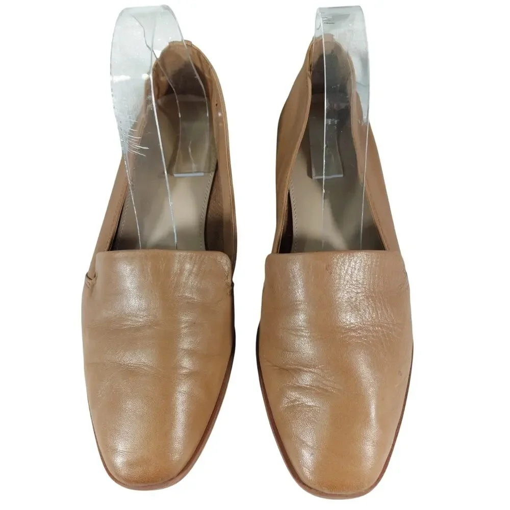 ALDO! PECAN BROWN GENUINE LEATHER NIPPED TOE, FLEX SOLE, PADDED FLATS! SZ 8.5M